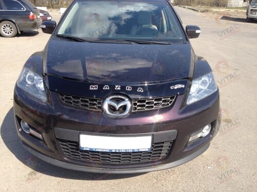 Дефлектор капота (мухобойка) Mazda CX-7 с 2006 г.в. (Мазда СХ7) Вип Тюнинг